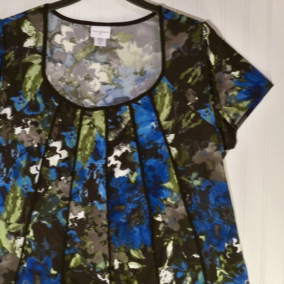 Jaclyn Smith, Black Blue Top, 2X - Picture 1 of 6